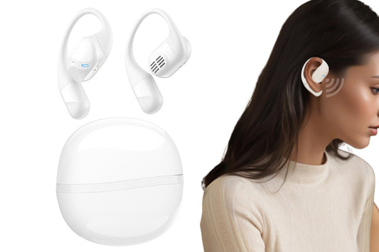 Open Ear Earbuds Bluetooth 5.3 Wireless Headphones IPX5 Waterproof for Sports-White