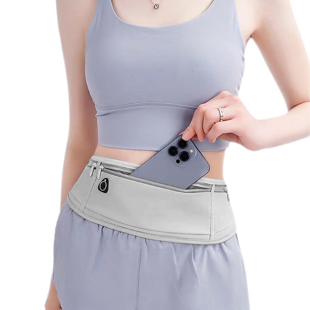 Running Belt Waist Pack Ultra Light Water Resistant Fitness Belt Waist Bag Light Gray