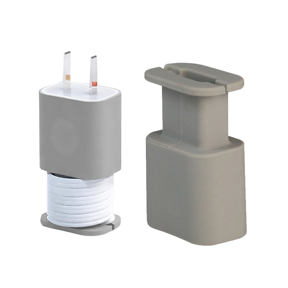 2-in-1 Silicone Charger Protector with Cord Wrap Power Adapter Case for 18W/20W Apple USB-C Charger Gray