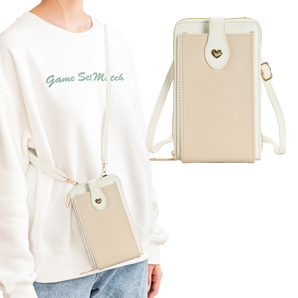Small Crossbody Bag Cell Phone Purse for Women Mini Shoulder Bag Wallet with Card Slots White