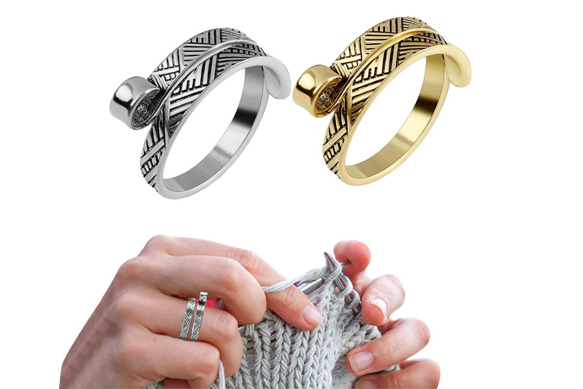 2Pcs Knitting Crochet Loop Ring for Fingers 2Pcs Knitting Yarn Guide Finger Holder-Style 3