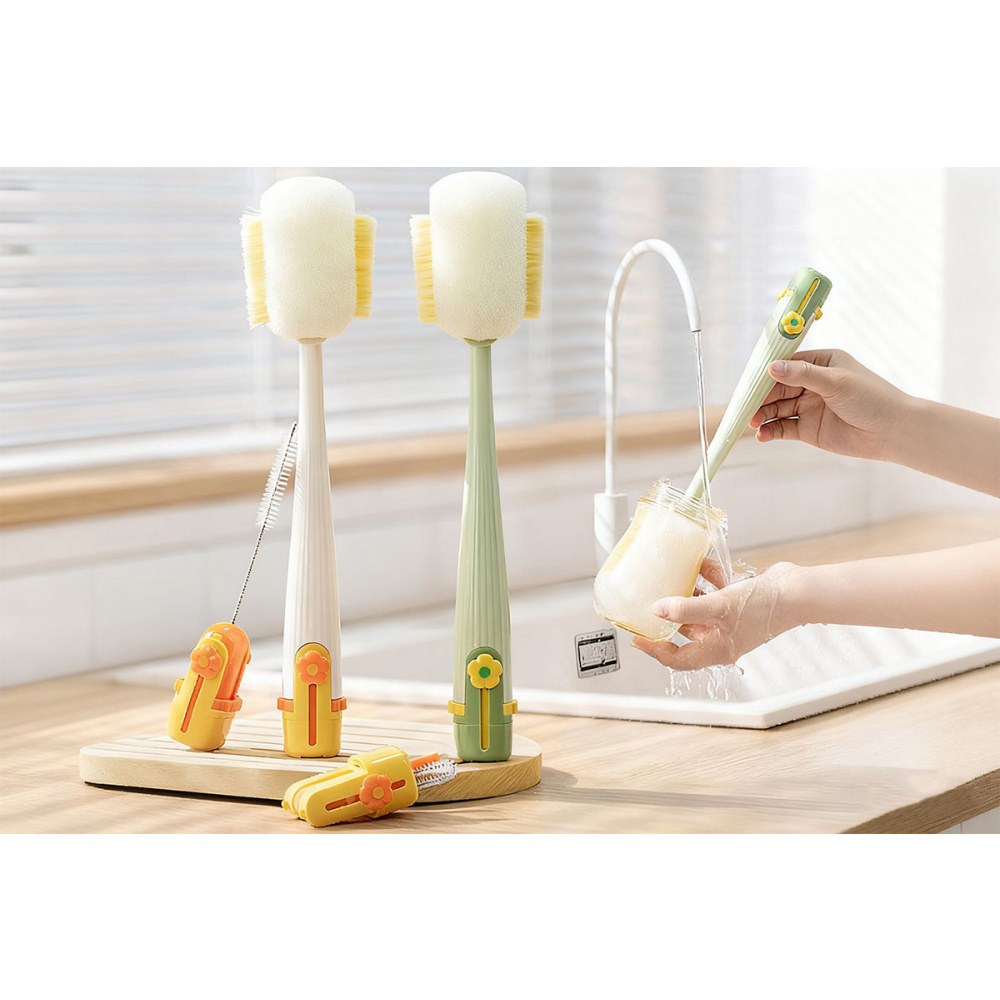 5-in-1 Multifunctional Cup Brush Water Bottle Cleaner for Thermos Mugs Bottles-White