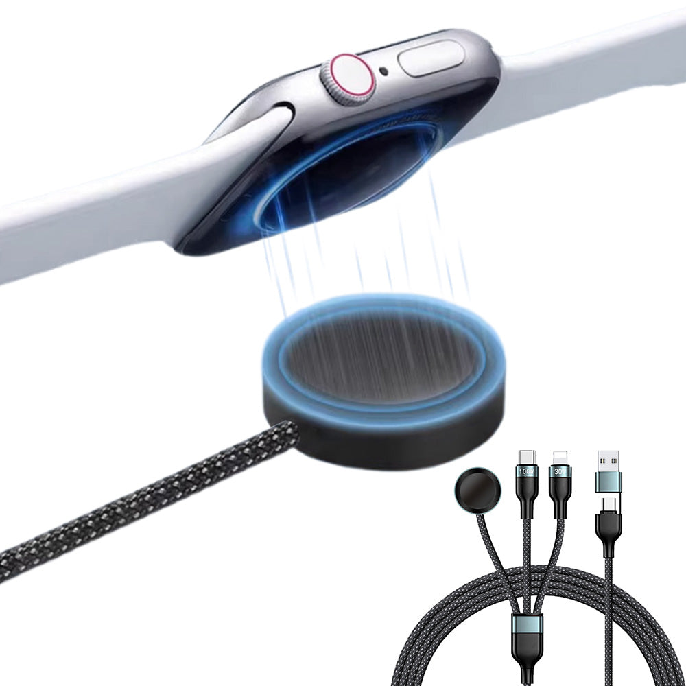 3-in-2 USB-C Charging Cable for Apple Watch iPhone Type-C Multi Fast Charging Cable