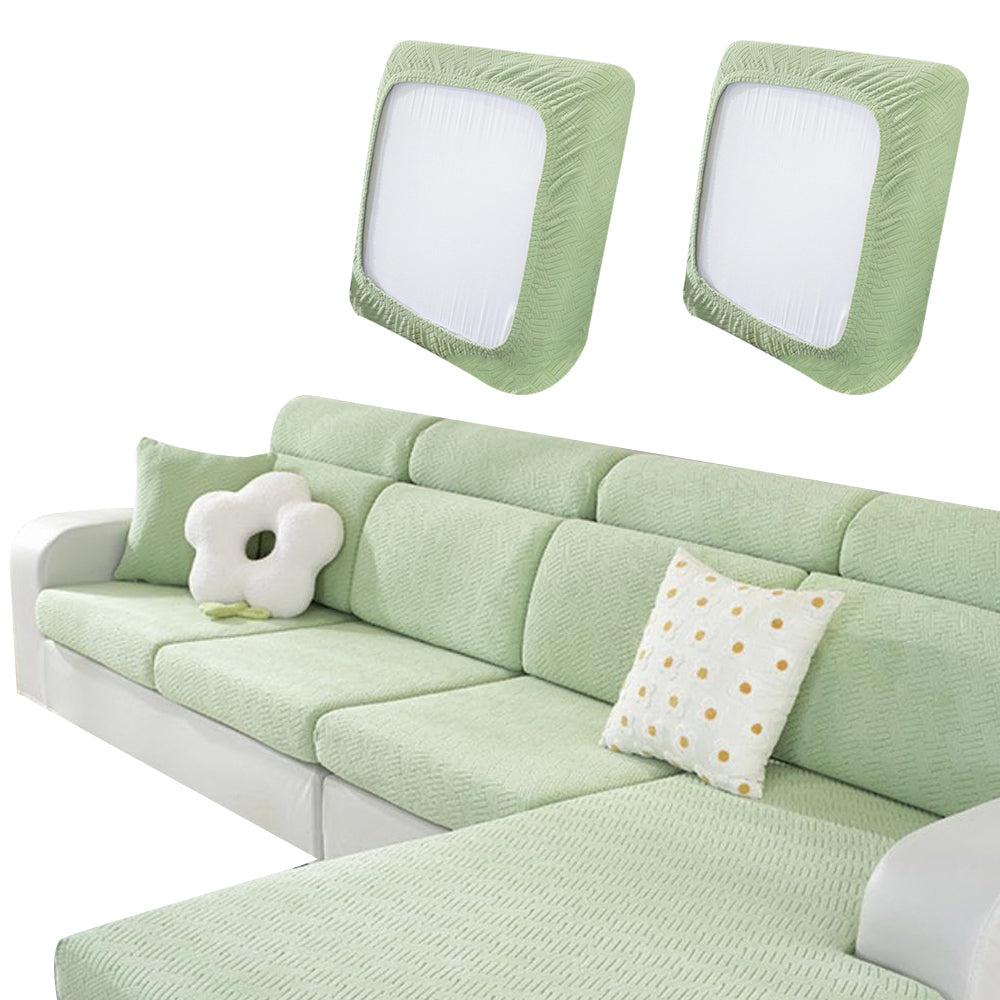 2Pcs Stretch Sofa Cushion Cover Lounge Sofa Seat Slipcover Protector Couch Cover Green