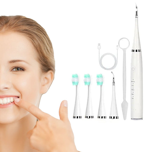 6-in-1 Electric Ultrasonic Teeth Calculus Remover Oral Tooth Cleaner White