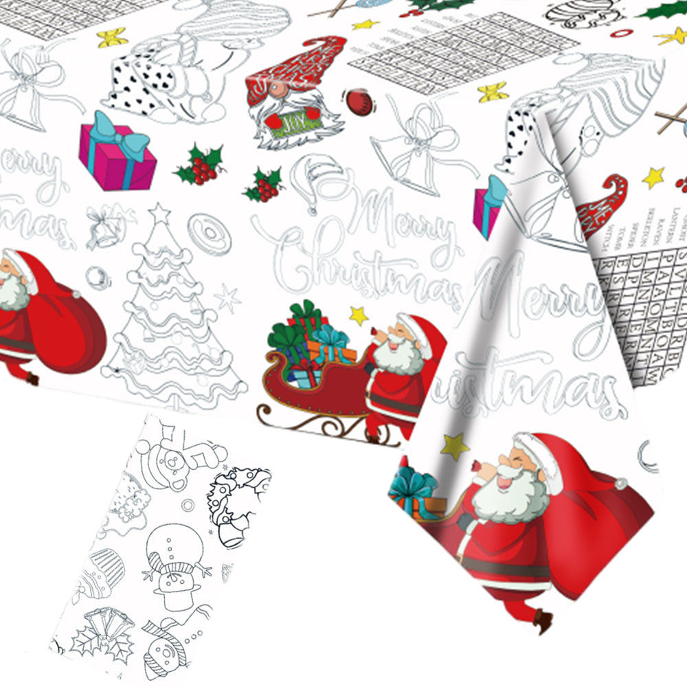 180 x 120cm Christmas Paper Tablecloth DIY Coloring Xmas Banner Party Favors Supplies