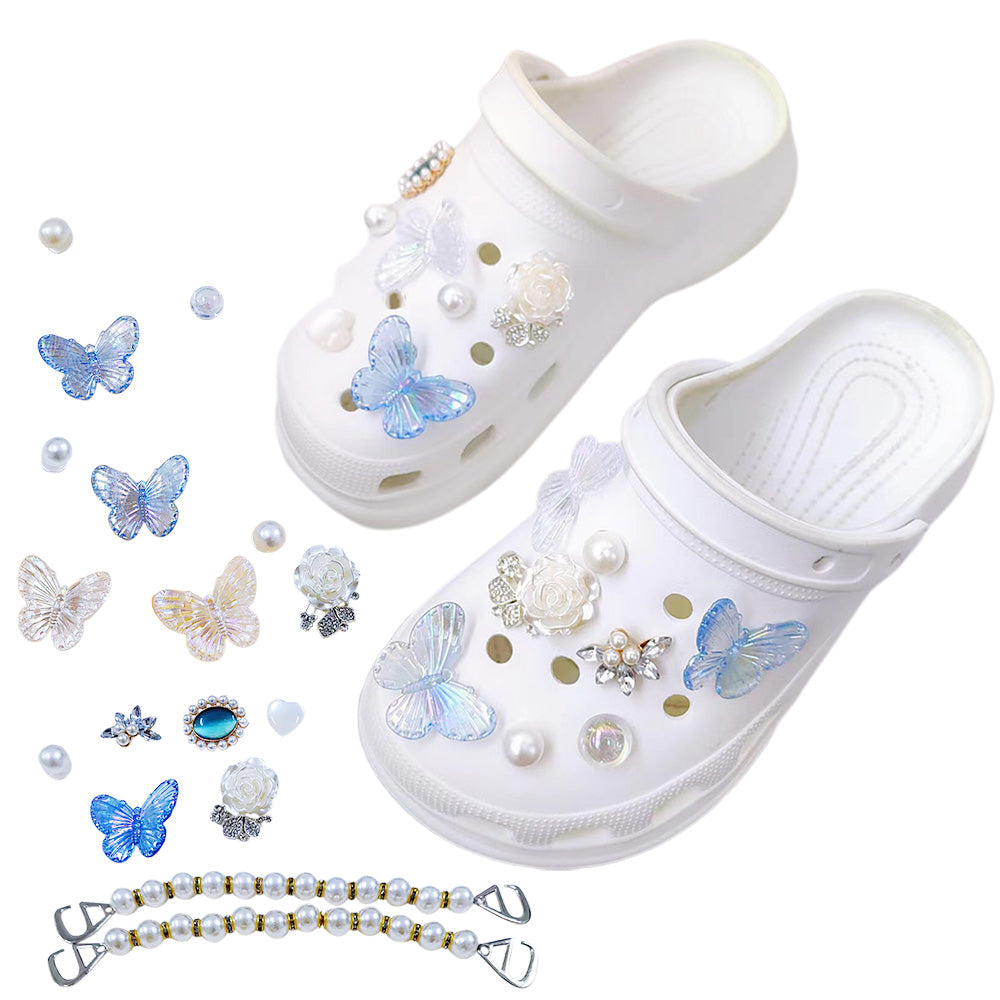 Butterfly Flower Pearl Shoe Charms Set DIY Shoe Accessories