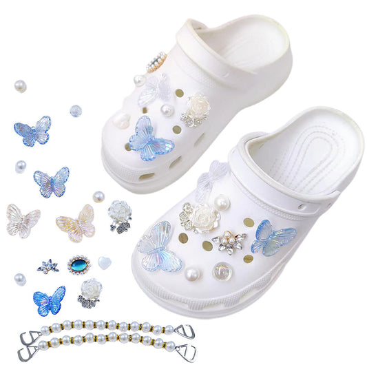 Butterfly Flower Pearl Shoe Charms Set DIY Shoe Accessories