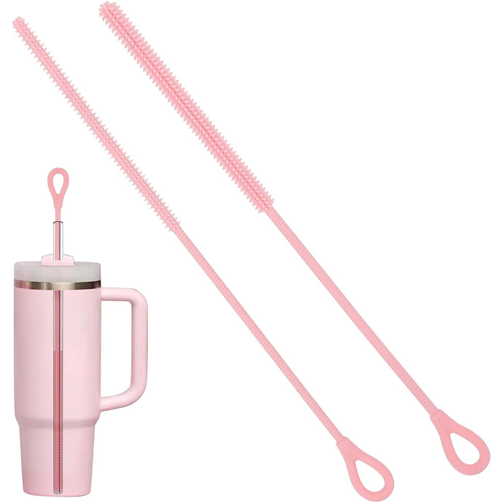 2Pcs Silicone Straw Cleaner Brushes Reusable Straw Cleaner with Bendable Steel Core
