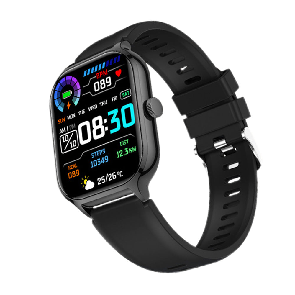 Bluetooth Smart Watch Sports Tracker Heart Rate/Sleep Monitor for iOS/Android Phone Black