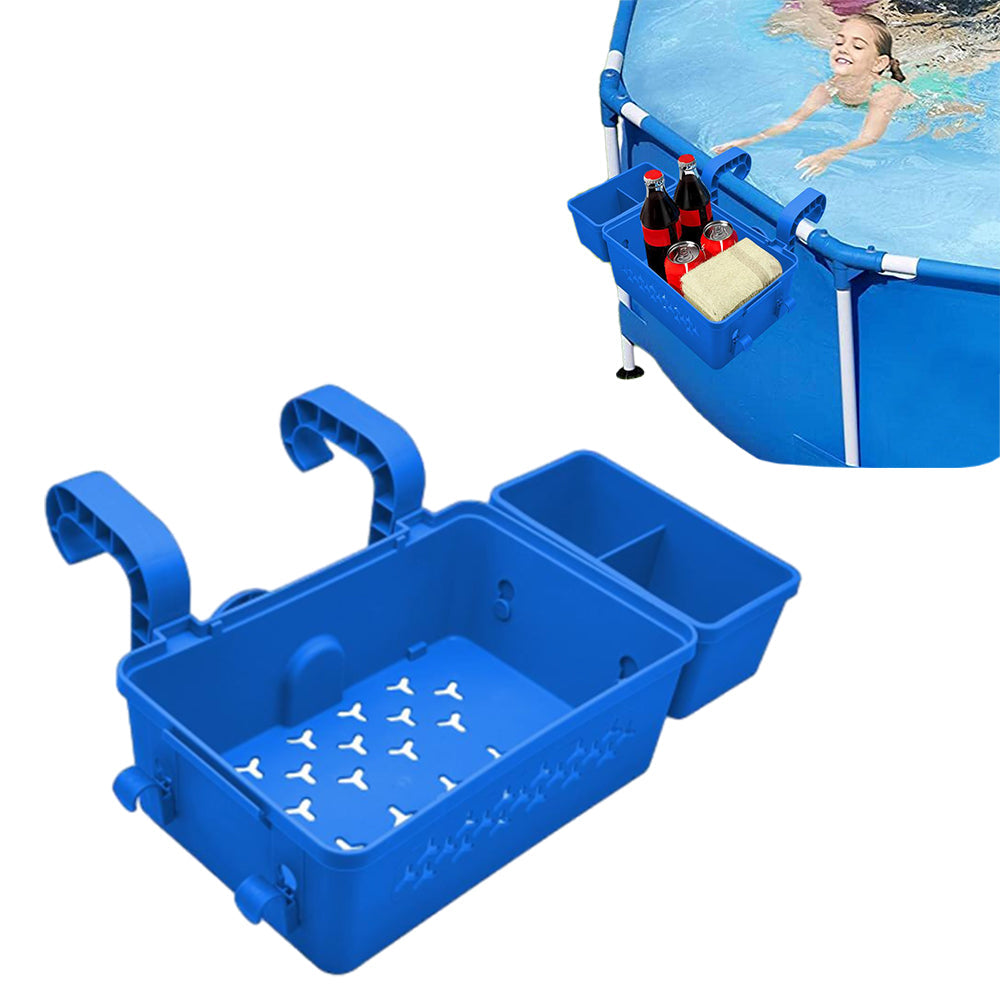 Hanging Poolside Storage Baskets with Cup Holders Above Ground Pool Accessories Blue