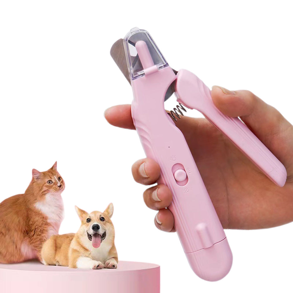 2-in-1 Pet Nail Grinder with LED Lights USB Rechargeable Dog Nail Clippers Cats Claw Trimmer Pink