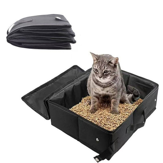 Portable Foldable Cat Travel Litter Box ââ‚?Waterproof & Easy to Clean Black