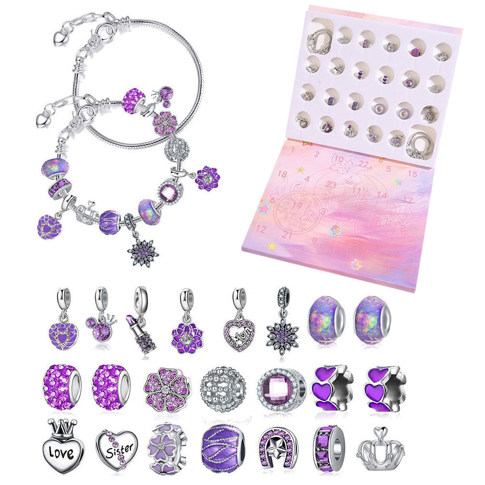 24 DAYS Christmas Countdown Calendar Xmas Advent Charm Bracelet Making Kit