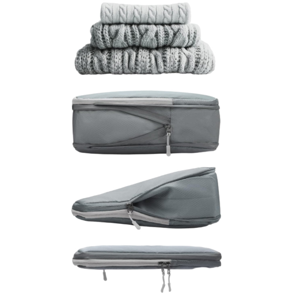 4Pcs Compression Packing Cubes Travel Luggage Storage Bags Organizers Grey