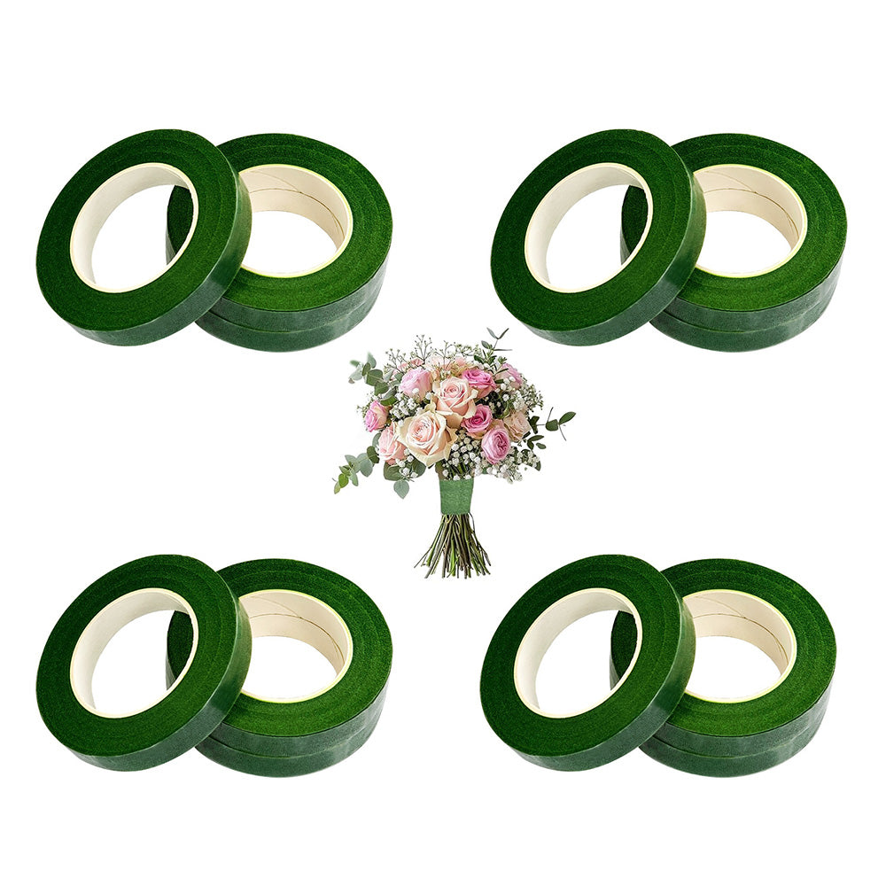 12 Rolls Floral Tape Green Stem Wrap Tape for Bouquet Making Craft Dark Green
