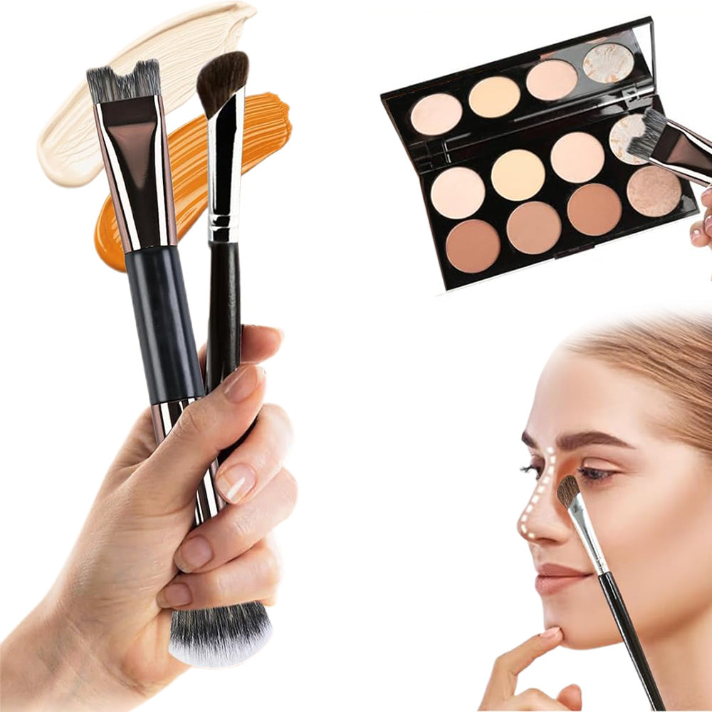2-Piece Nose Contour Brushes - U-Shaped Angled Flat Brush for Precision Sculpting Blending