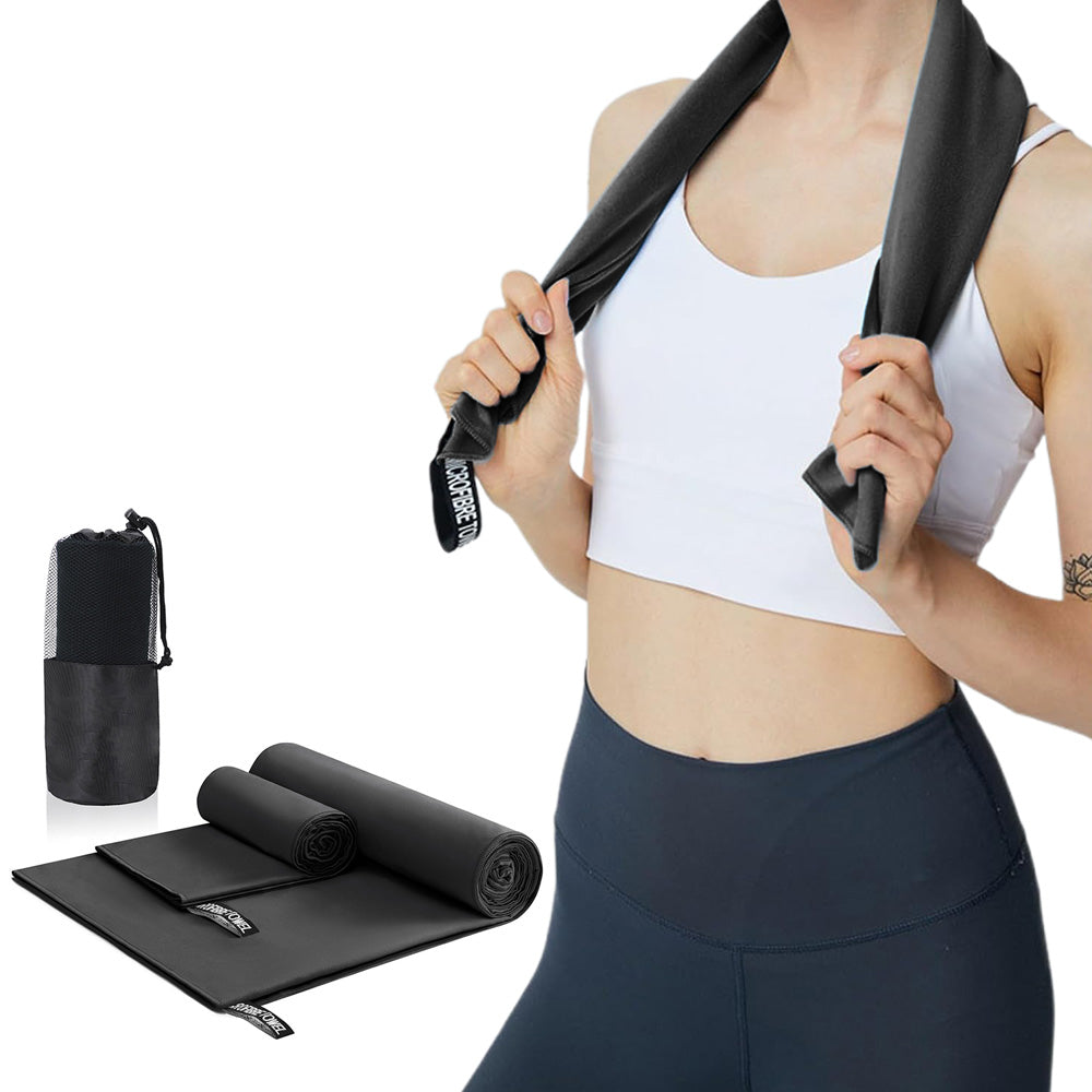 3Pcs Set Microfiber Beach Towels Quick-Dry Beach Swimming Towel for Travel Fitness Outdoor Activities Black