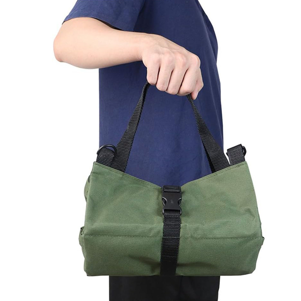 Roll Up Tool Bag Water Resistant Tool Organizer Zipper Pouch for Electricians Repairman Green