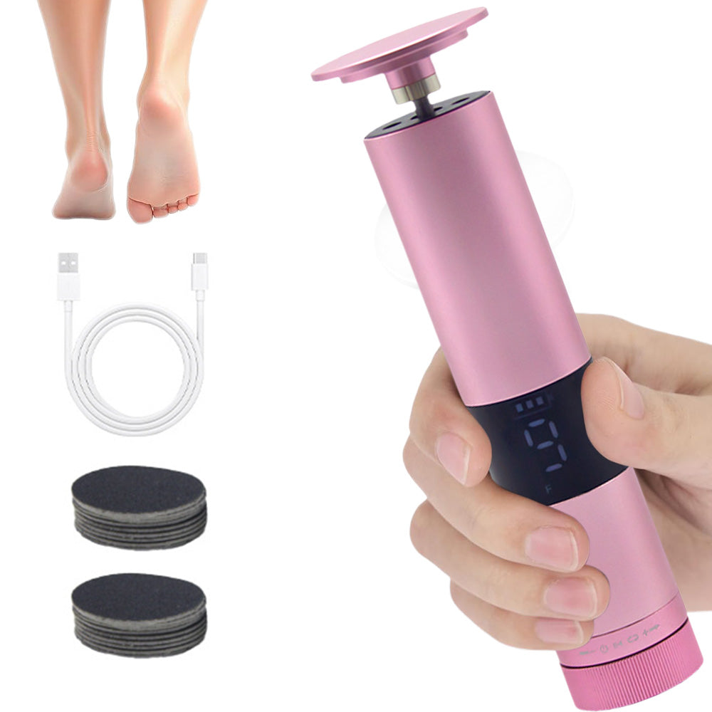 9-Speed Adjustable Electric Foot Callus Remover Digital Display Rechargeable Foot Sander Pedicure Tools with Sandpaper Disks Pink