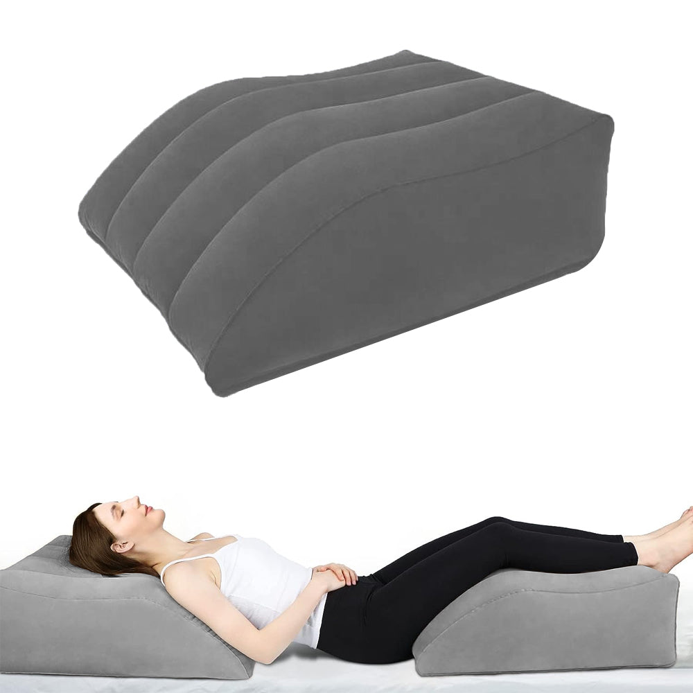 Wedge Pillow for Sleeping Inflatable Leg Elevation Pillow Leg Support Pillow for Ankle Foot Rest Gray
