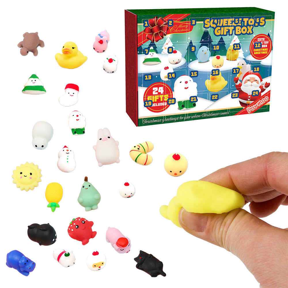 24 Days Mochi Animals Christmas Advent Calendar Squishy Toys Xmas Party Favor for Kids