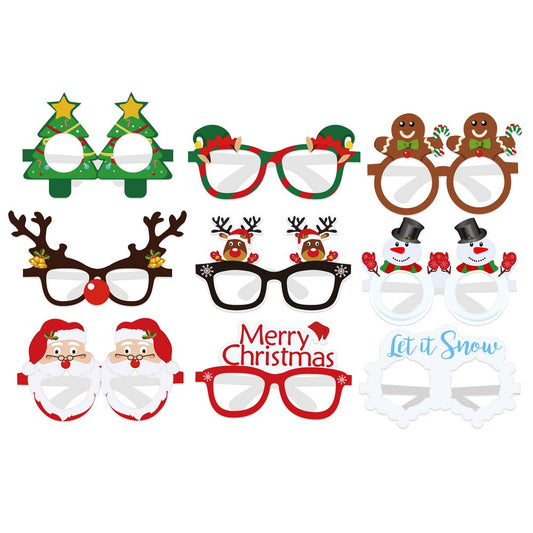 9Pcs Christmas Themed Glasses Novelty Xmas Glasses Frame Party Eyeglasses