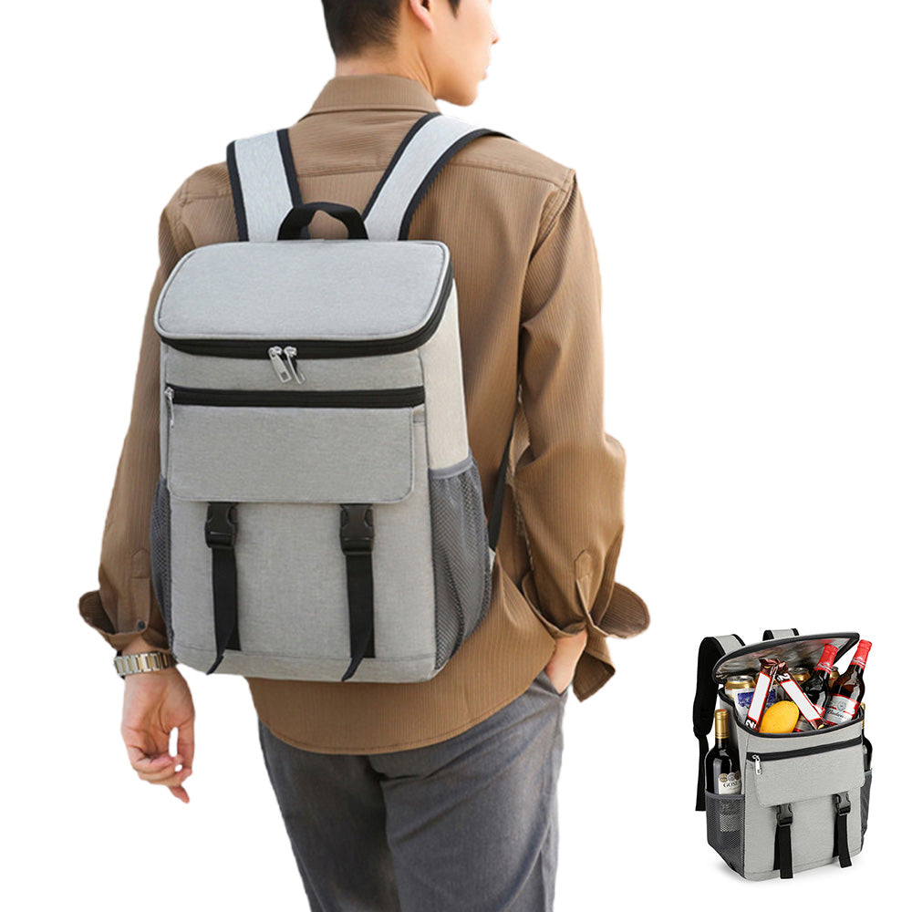 Portable Insulated Backpack Leak Proof Camping Cooler Bag Grey