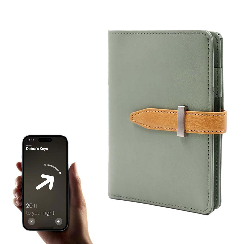 RFID Blocking Passport Wallet Travel Passport Card Case with Airtag Holder Green
