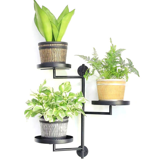 3-Tier Indoor Rotating Plant Shelf Wall-Mounted Metal Window Plant Stand