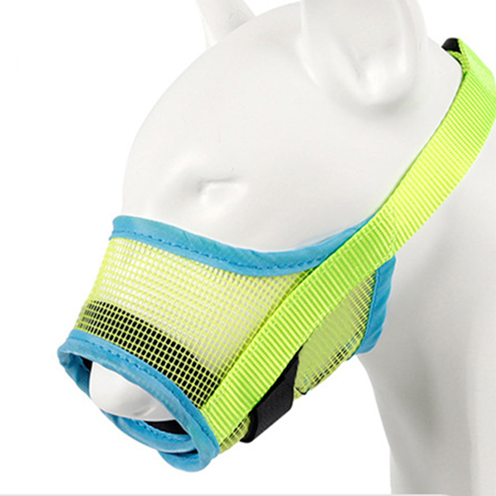 Dog Muzzle Air Mesh Adjustable Mouth Guard for Bark and Scavenging Prevention Green