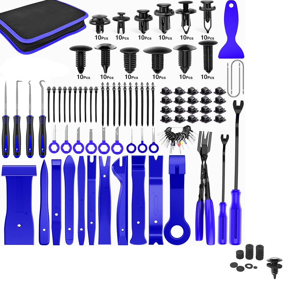 238Pcs Car Trim Removal Tool Kit Universal Clip Set with Fastener Removers for Auto Marine Home Repairs Blue