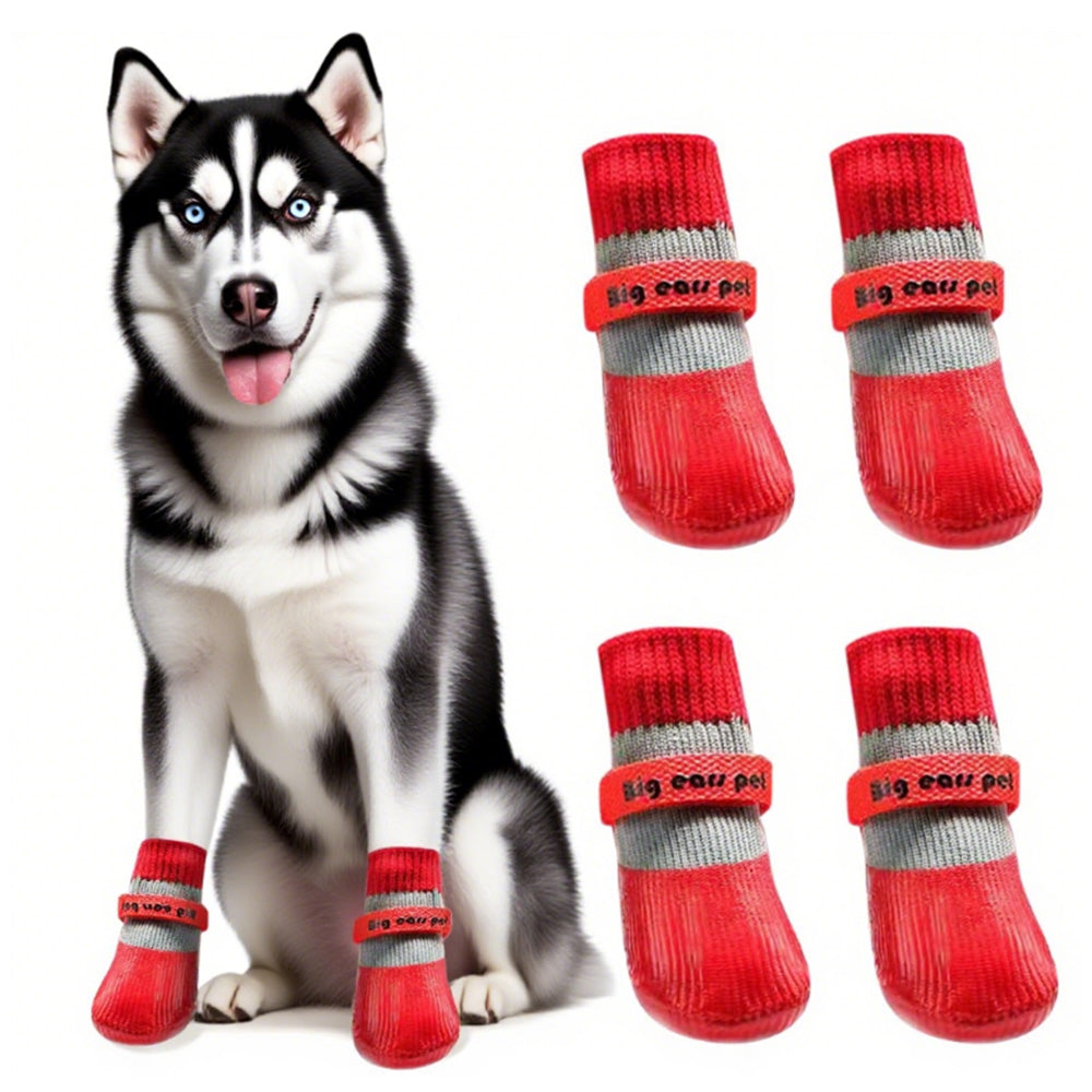 Waterproof Anti Slip Pet Shoes with Rubber Sole for Indoor and Outdoor Use Red