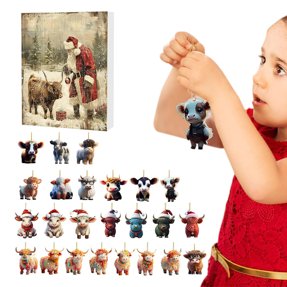 24 Days Animal Christmas Advent Calendar Collectible Funny Cow Set Blind Box