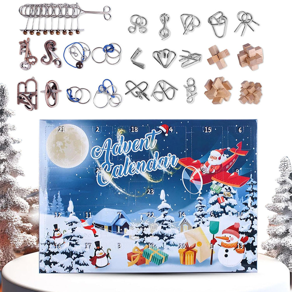 24 Days Jigsaw Advent Calendar 2024 Brain Teaser Puzzles Toys Kit Xmas Countdown Calendar