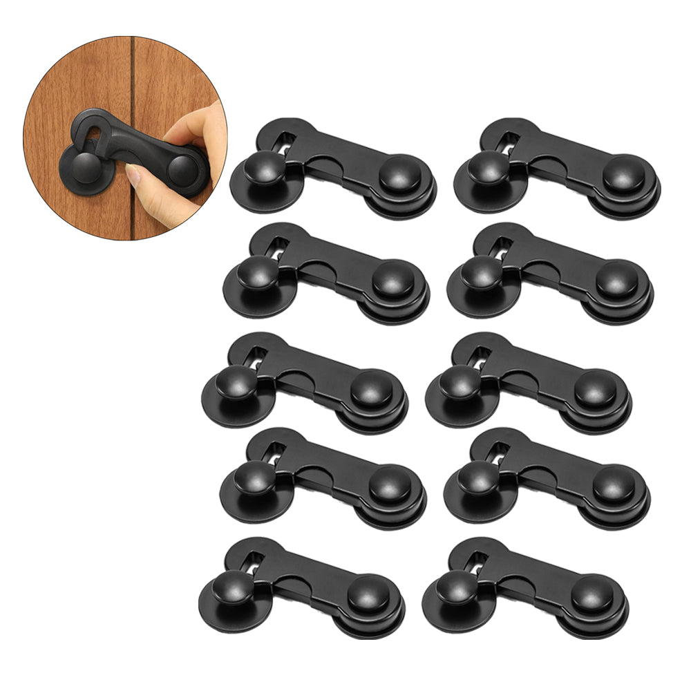 Set of 10Pcs Child-Proof Cabinet Locks Self-Adhesive Fridge Lock Child Safety Latches Black