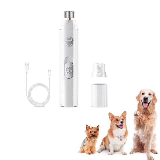 Pet Dog Electric Nail Grinder Rechargeable Nail Trimmers Clipper White