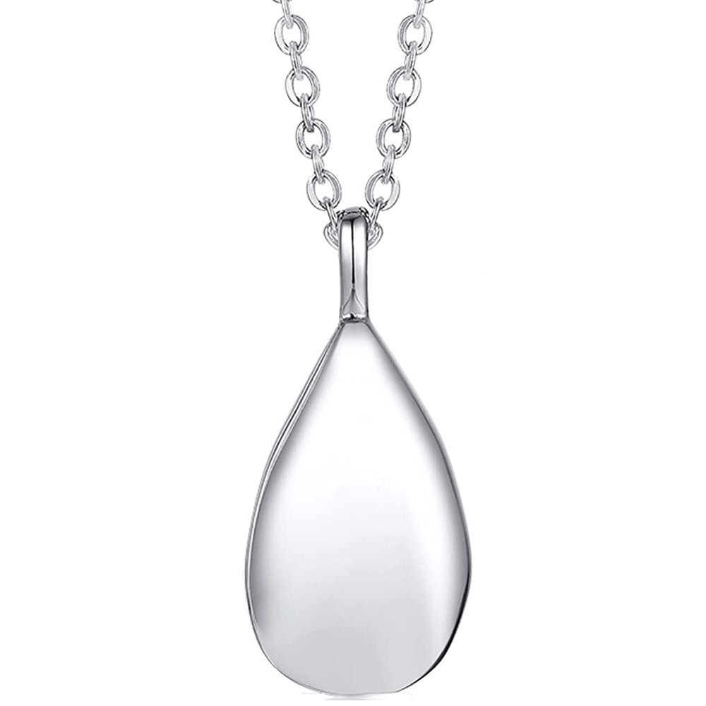 Stainless Steel Teardrop Cremation Pendant �Keepsake Memorial Necklace Sliver