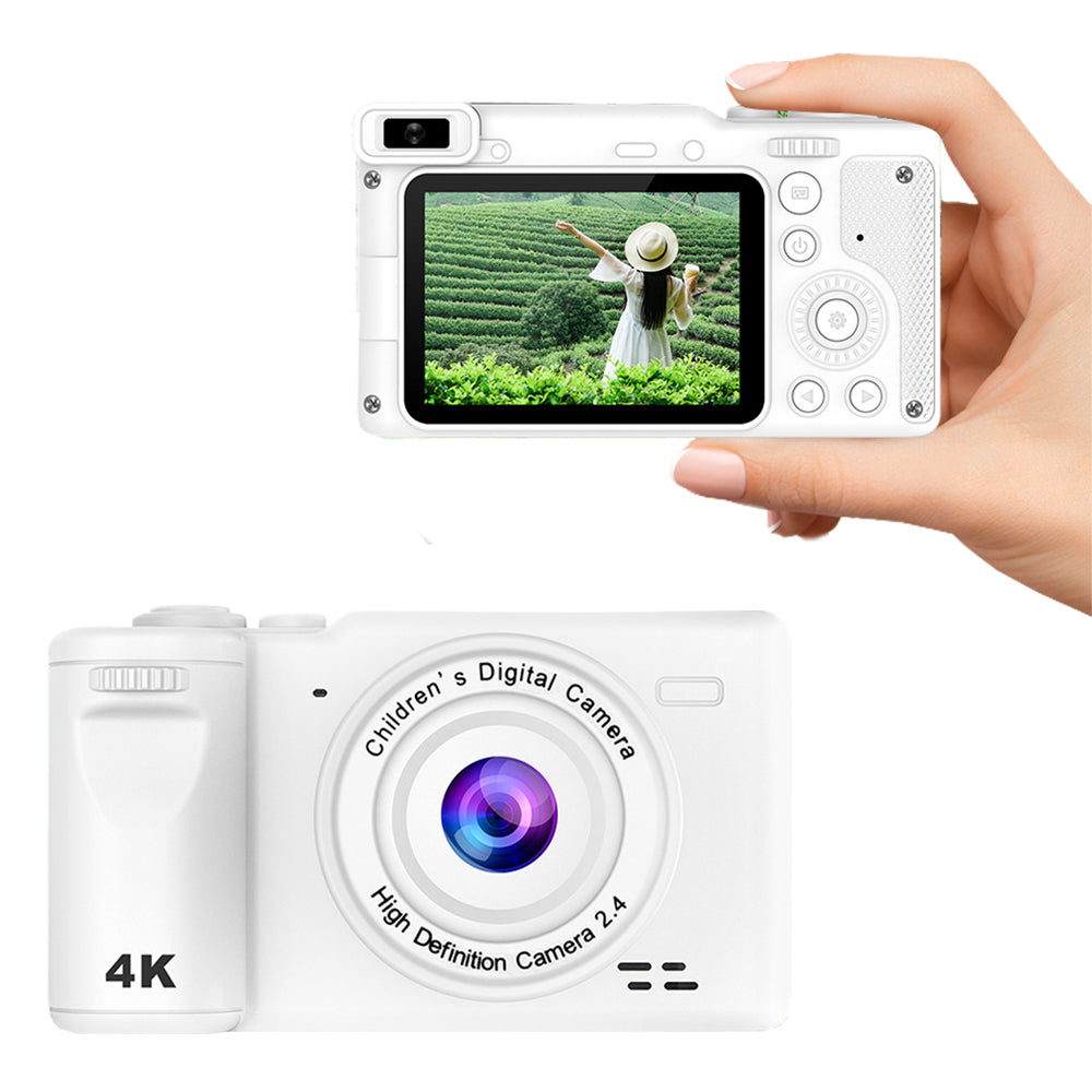 8X HD Digital Camera Kid' Camera Autofocus 4K Camera with Memory Card White