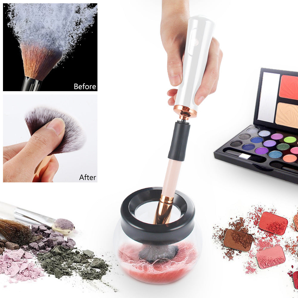 Electric Makeup Brush Cleaner and Dryer Machine Cosmetic Brush Spinner Cleaner for Most Size Brushes White