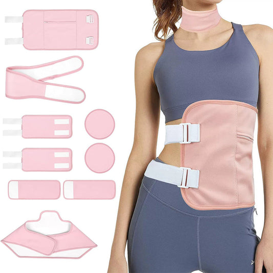 9PCS Reusable Castor Oil Pack Set ââ‚?Organic Cotton for Neck  Waist & More Pink