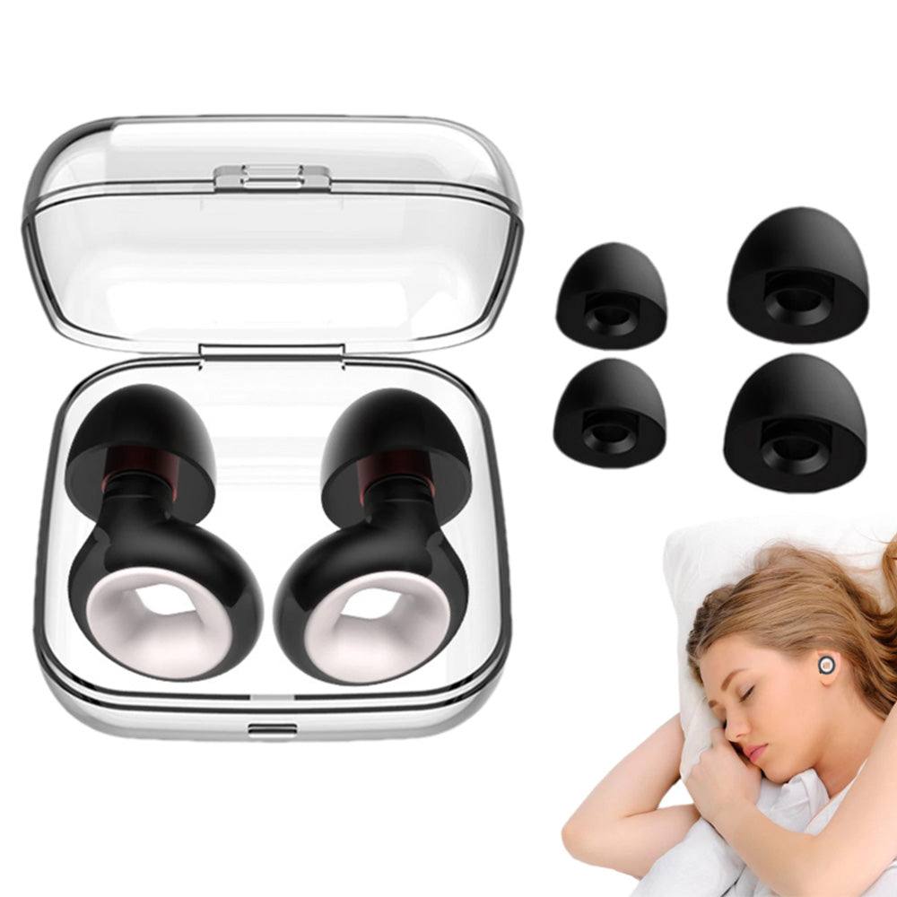 Pair of Reusable Soft Silicone Ear Plugs  Noise Cancelling Sleep Travel Earplugs Black