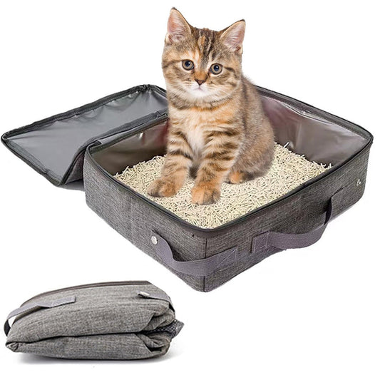 Portable Foldable Cat Travel Litter Box ââ‚?Waterproof & Easy to Clean Light Gray