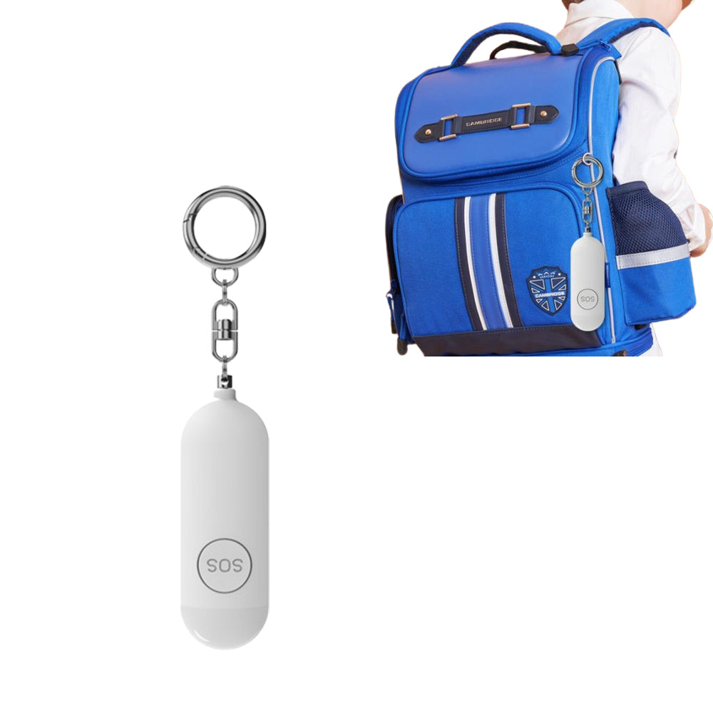 130dB Portable Personal Alarm with LED Light Safety Alarm Device for Girls Children Elderly White