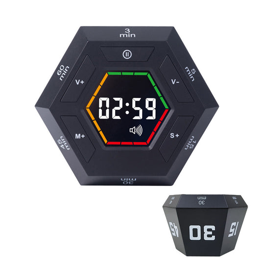 Visual Flip Timer Adjustable Sound Alert Countdown Machine for Office Study Work Black