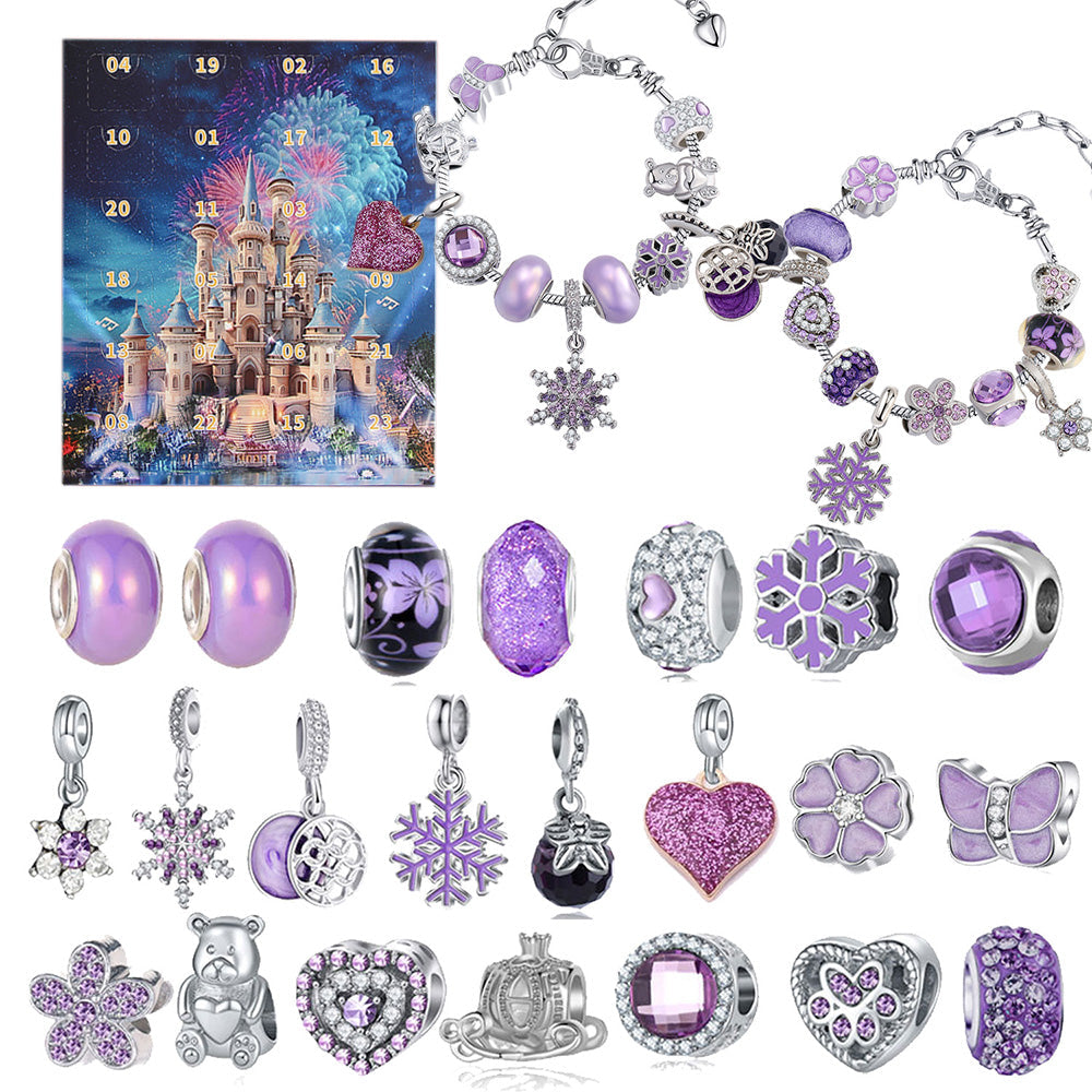 Advent Calendar Charm Bracelets for Girls ¨C 24-Day Xmas Countdown Calendar Purple