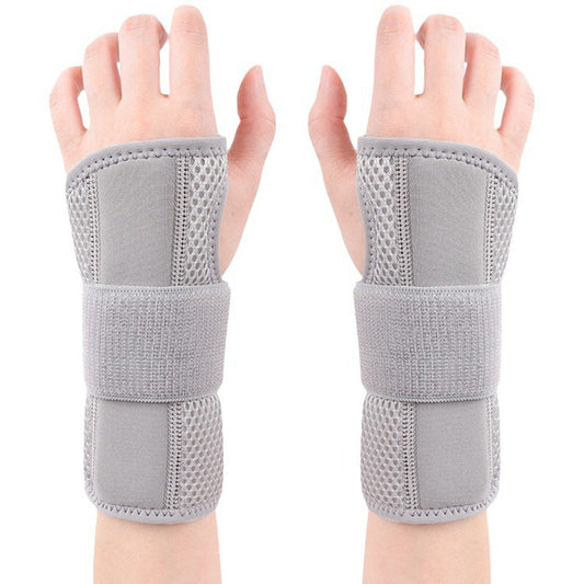 Pair of Adjustable Tunnel Wrist Brace Night Support Hand Brace with Splints Gray