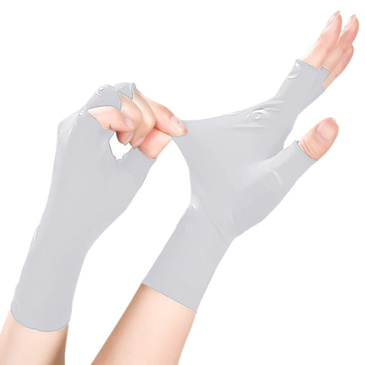 Half Finger Compression Gloves ââ‚?Carpal Tunnel & Joint Support for Typing White