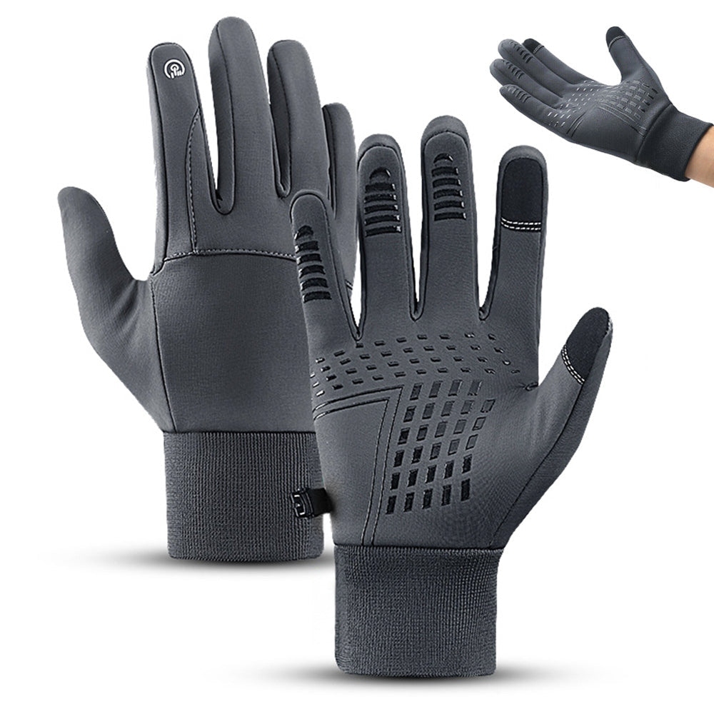 Pair of Touchscreen Ski Gloves Water Resistant Winter Warm Ski Gloves for Sports Fishing Gray