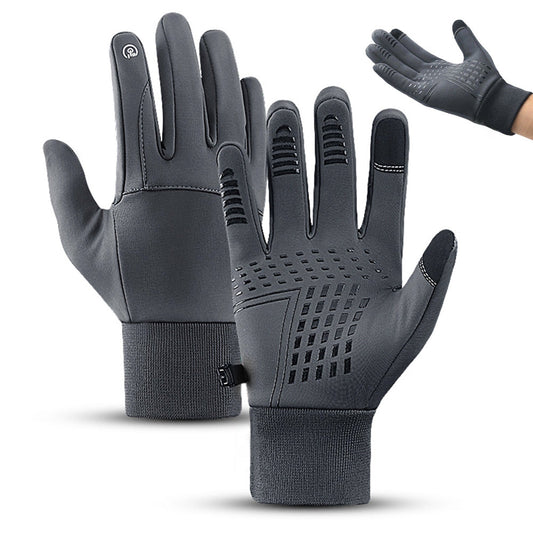 Pair of Touchscreen Ski Gloves Water Resistant Winter Warm Ski Gloves for Sports Fishing Gray